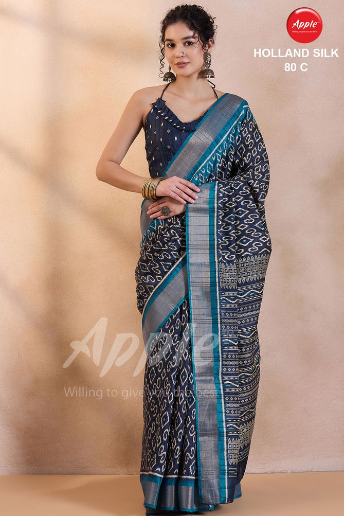 Holland Silk 80 By Apple Blend Silk Printed Designer Saree Wholesale Shop In Surat
